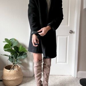 Black wool-blend overcoat